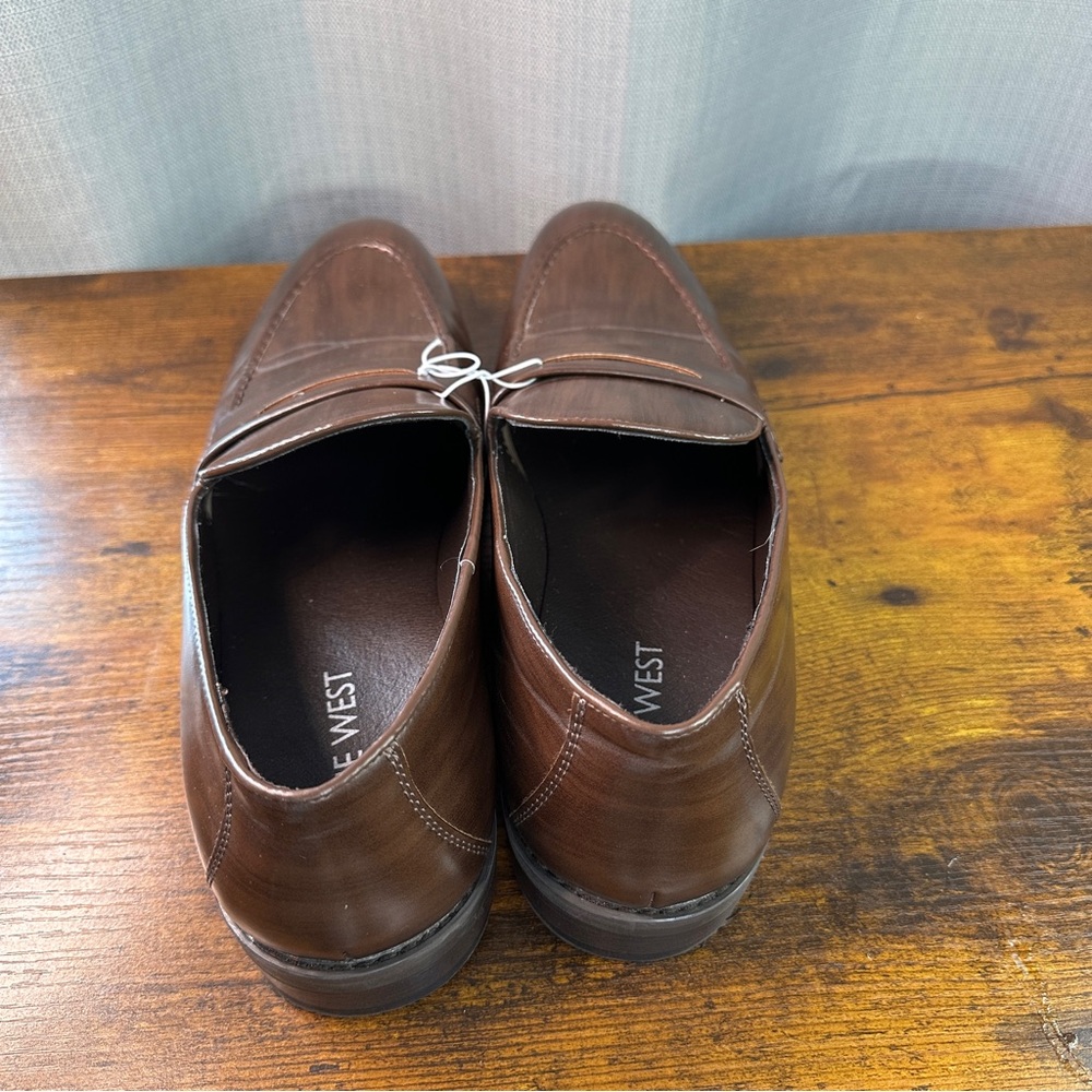 Nine West Men’s Brown Leather Penny Loafers - Slip-On Dress Shoes -Size 11 - Picture 3 of 7